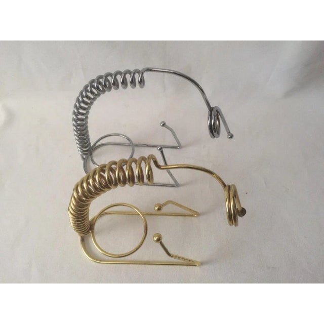 Vintage Modern Hollywood Regency Brass Chrome Wine Server - a Pair For Sale In Miami - Image 6 of 6