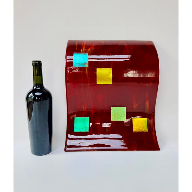 Postmodern Fused Glass Wall Sculpture, Red Dichroic Art Glass For Sale - Image 10 of 10