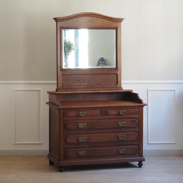 Antique Chest of Drawers with Mirror Top, 1890s For Sale - Image 4 of 18