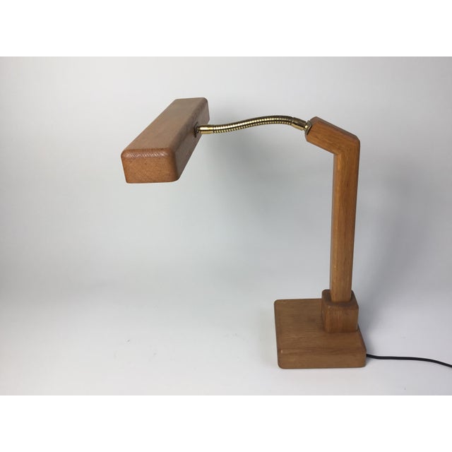 Wood Vintage Desk Lamp in Wood with a Gooseneck from Kk Crèation, 1970s For Sale - Image 7 of 14
