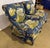 Vintage Bench-Made 3-Piece Living Room Set in Schumacher "Dog & Duck" Indigo Linen – Sofa & 2 Matching Chairs For Sale - Image 11 of 18