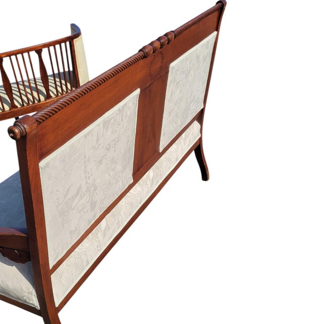 Antique 19th C Eastlake Loveseat Refinished Walnut Victorian Upholstered Settee For Sale - Image 9 of 18