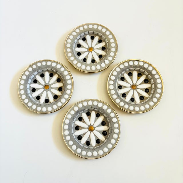 Mid 20th Century Mid Century Modern Mosaic Flower Coasters - Set of 4 For Sale - Image 4 of 10