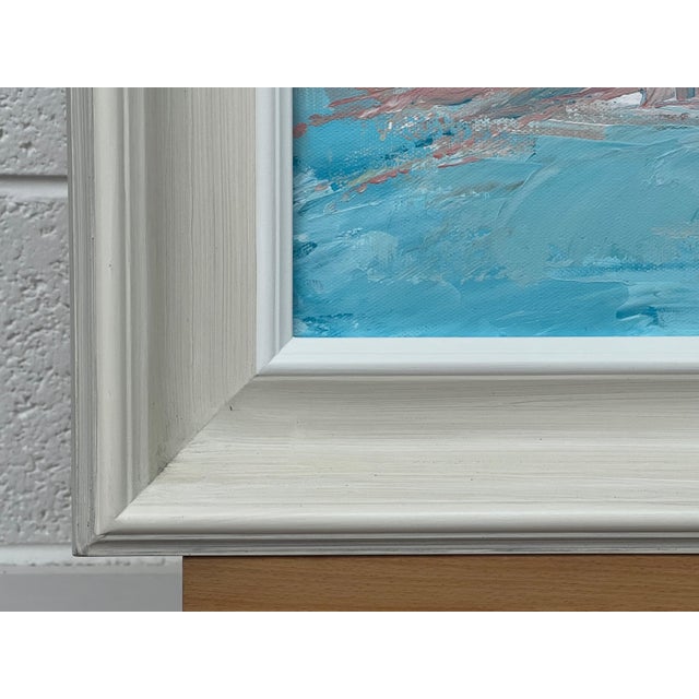 Pink Pink & Blue Abstract Impressionist Painting by Contemporary British Artist 2022 For Sale - Image 8 of 12