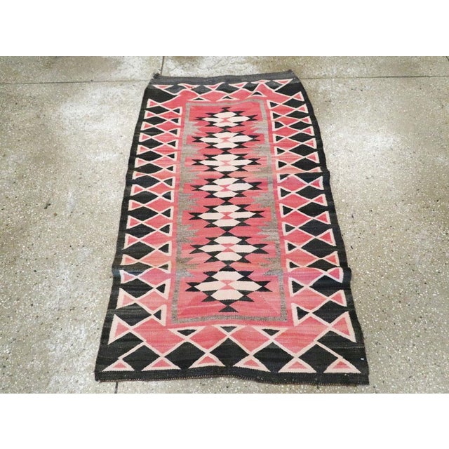 Galerie Shabab Collection Tribal Mid-20th Century Handmade American Navajo Flatwoven Throw Rug For Sale - Image 4 of 9