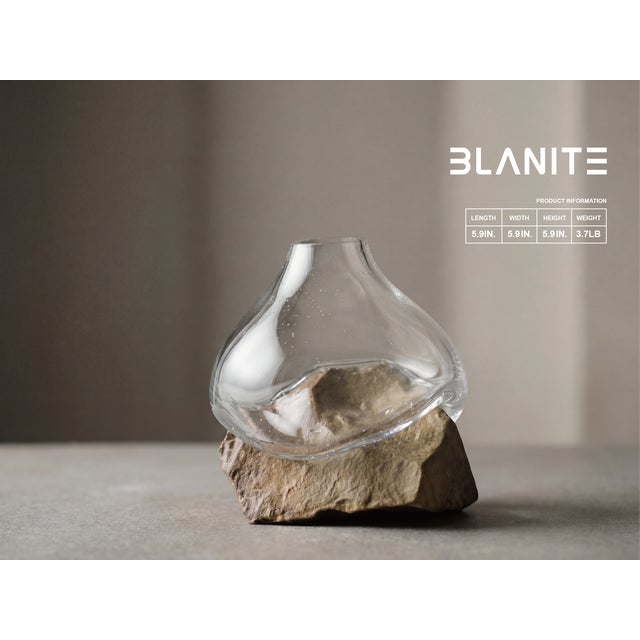 Contemporary Unique Crystal Vase With Natural Stone – One of a Kind Sculptural Birthday Gift For Sale - Image 3 of 7