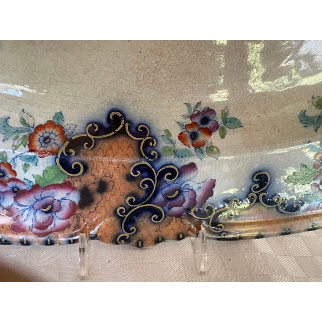 Cream Large Mid 19th Century Unmarked Polychrome Platter For Sale - Image 8 of 18
