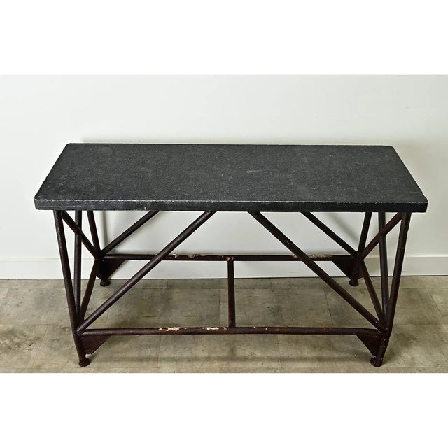 Metal Dutch-Made 19th Century Belgian Bluestone & Iron Console Table For Sale - Image 7 of 12