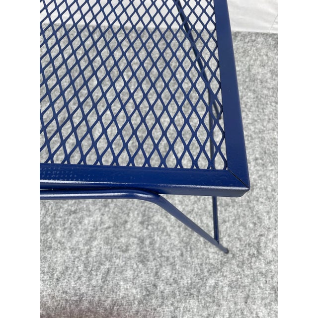 Blue Woodard Salterini Attributed Wrought Iron Patio Balcony Rocking Rocker Chair Small Accent Table For Sale - Image 8 of 10