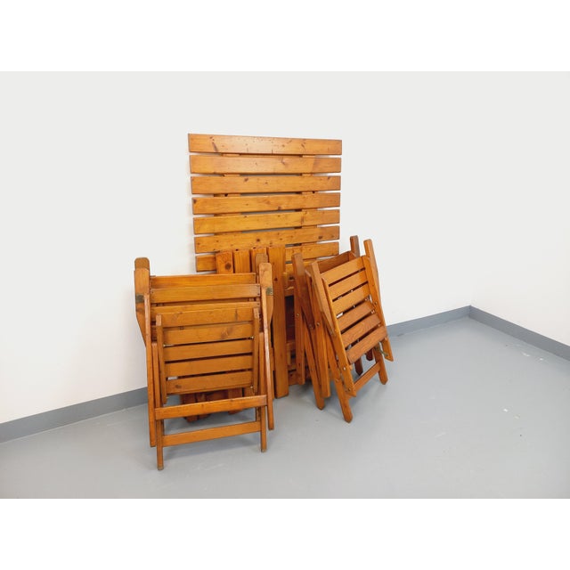 Vintage Wooden Extendable Garden Table with Armchairs, 1960s, Set of 5 For Sale - Image 4 of 18