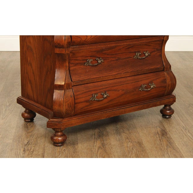 Brown Hekman Baroque Style Pair of Oak Bombe Chest Nightstands For Sale - Image 8 of 12