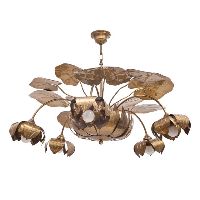 Water Lily Chandelier from Maison Jansen, 1970s For Sale