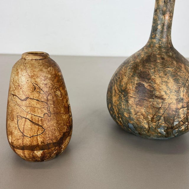 Beige Studio Pottery Sculptural Vases from Gerhard Liebenthron, Germany, 1970s, Set of 3 For Sale - Image 8 of 18