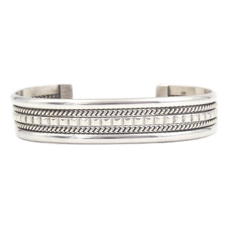 Tahe Navajo Native American Sterling Silver Cuff Bracelet For Sale