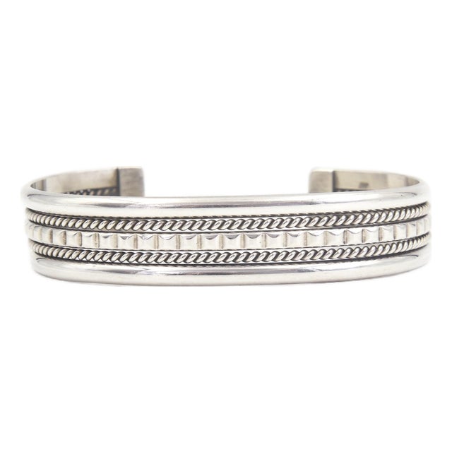 Tahe Navajo Native American Sterling Silver Cuff Bracelet For Sale