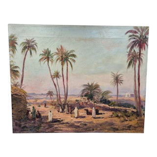 Mid 20th Century Original Orientalist Oil on Canvas "Oasis d'El Oudiane Tunis" by Francisco Guinart - 20" X 16" For Sale