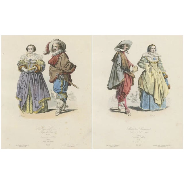 Pauquet Frères, French Costumes of Nobles from Lorraine, 1860, Prints, Set of 2 For Sale