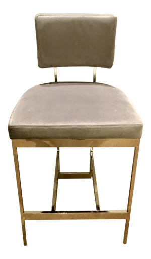 Worlds Away Modern Gray Velvet and Polished Nickel Baylor Counter Stool