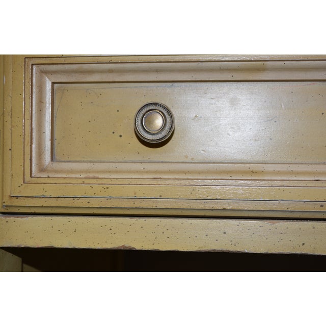 Wood Vintage Attributed to Dixie Furniture French Provincial Style Yellow Vanity or Desk Dressing Table For Sale - Image 7 of 16