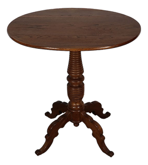 Small Oak and Walnut Pedestal Side Table