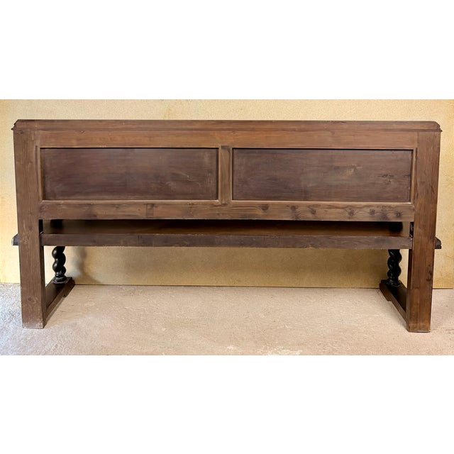 20th Century Spanish Carved Wood Bench with Barley Twist Legs, 1920 For Sale - Image 16 of 17