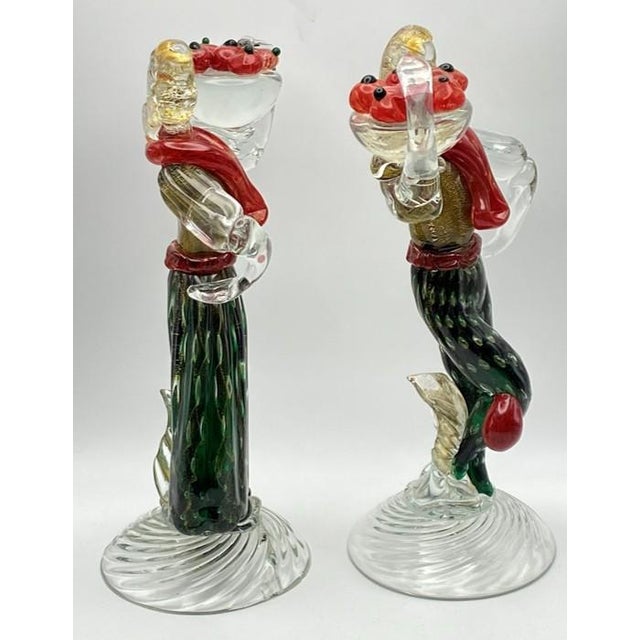 Archimede Seguso Murano Seguso Vetri D’Arte Male Female Peasant Couple Italian Art Glass 1960s (Pls Read-Repair) For Sale - Image 4 of 18