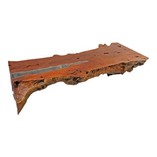 Organic Modern One Slab Lychee Burl Coffee Table For Sale