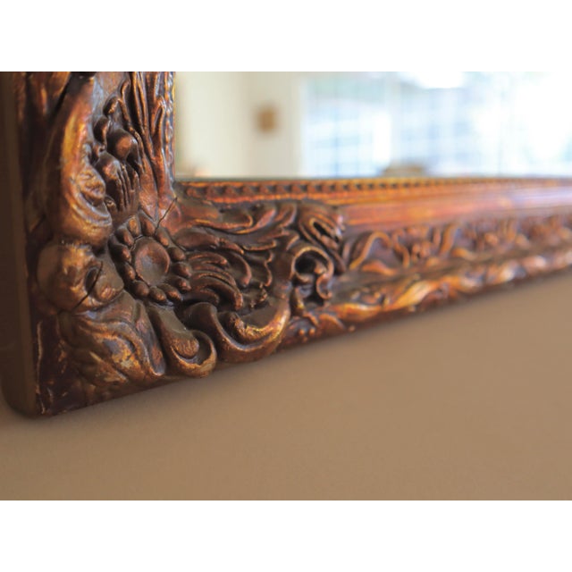 1970s Carved Floral Wood Mirror Finished in Gold Gilt For Sale In San Francisco - Image 6 of 7