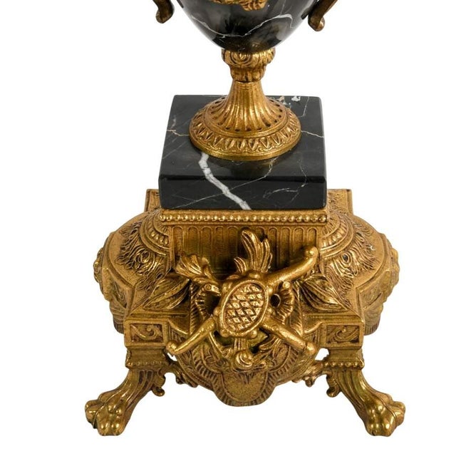 Imperial Italian Brevettato Gilt Bronze Mantel Clock Garniture Set With Candelabra For Sale - Image 10 of 13