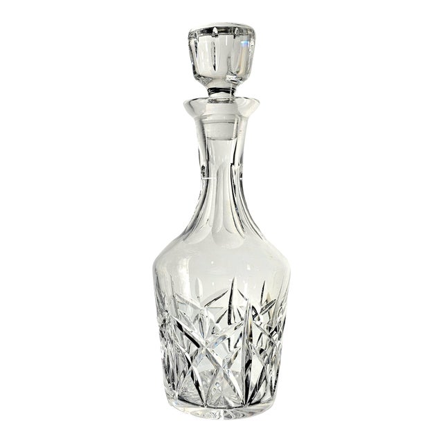 Vintage Atlantis Crystal Cut Glass Decanter With Stopper, Portugal, Late 20th Century For Sale