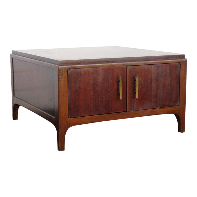 Mid Century Walnut Large Side Nightstand Coffee Table Nightstand by