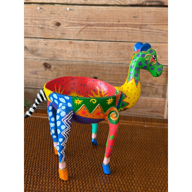 Hand-Painted Alebrije-Style Folk Art Giraffe Planter For Sale In Naples, FL - Image 6 of 10