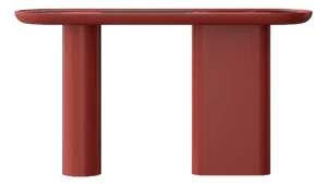 Oval Coral Red Console with Inserted Black Marble Top by Ultramobili