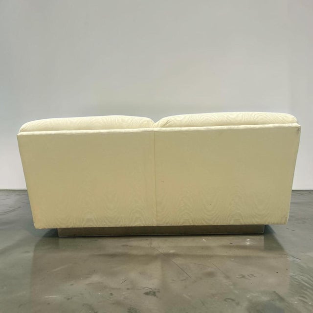 Mid-Century Modern Vintage Bernhardt Brass Base Slipper Love Seat For Sale - Image 3 of 14