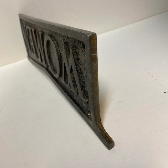 1940s Vintage 1941 Cast Aluminum Women Door Plaque For Sale - Image 5 of 13