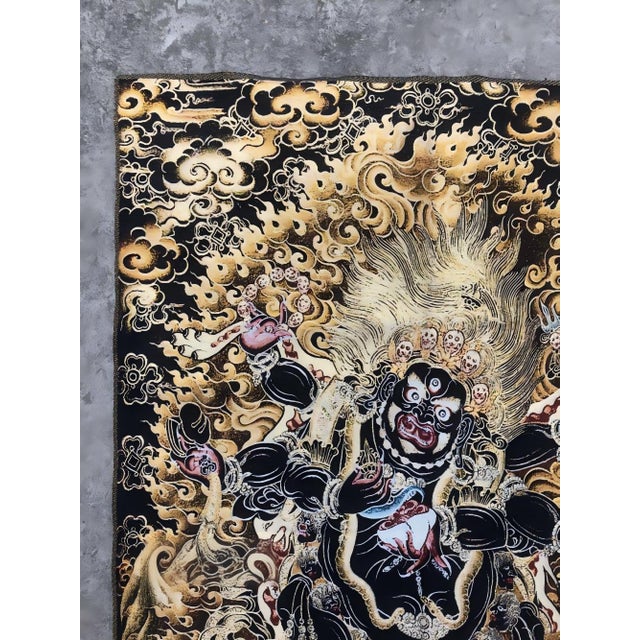 "W-60cm,H-90cm This Xizang Embroidery and Brocade Thangka Buddha Painting is a handmade spiritual home decor piece...