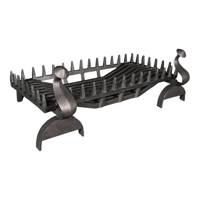 Large Antique Fireplace Set, English, Fire Basket, Andirons, Gothic, Edwardian For Sale