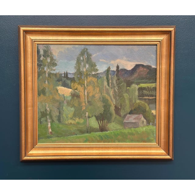 Olof Larsson, Lush Landscape, 1960s, Oil on Panel, Framed, Framed For Sale - Image 18 of 18