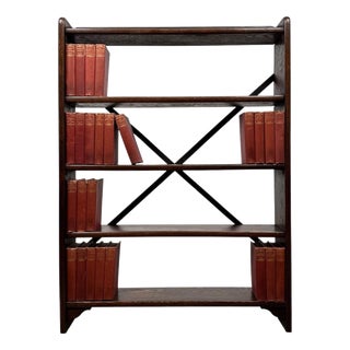 Antique Early 20th Century Industrial Oak Open Bookcase For Sale