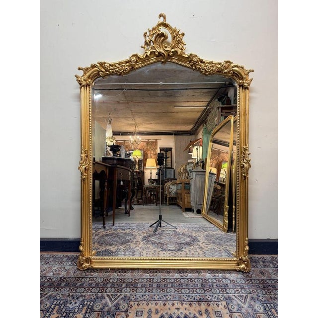 French Carved Scroll Mirror in Gilt Finish For Sale - Image 5 of 5