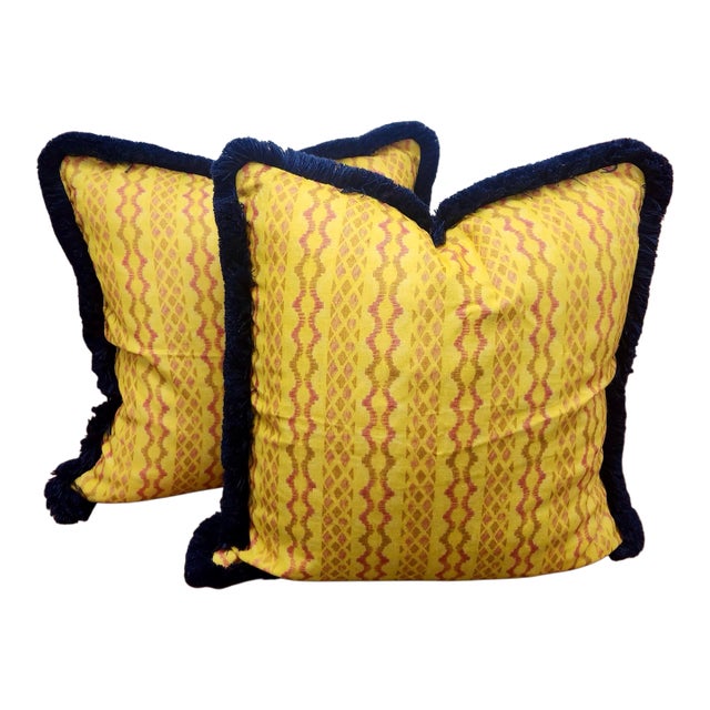Set of 2 Designer Decorative Pillows – Design Legacy | Ikat Stripe For Sale