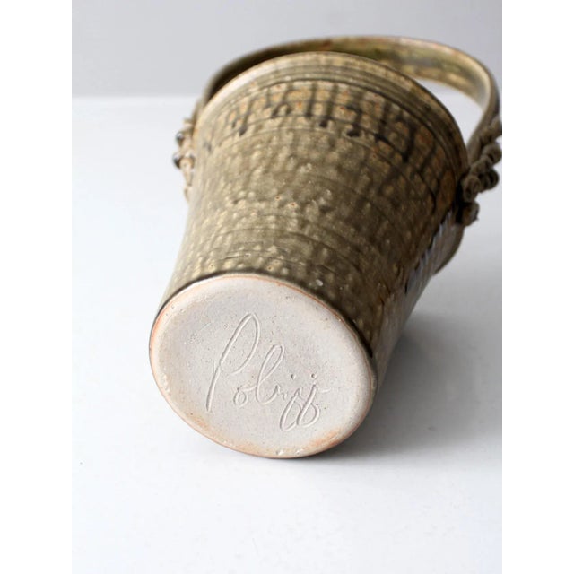 Vintage Frank Polizzi Pottery Basket Vase For Sale - Image 12 of 13