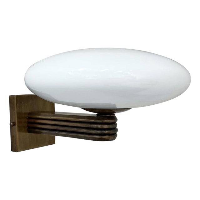 21st Century Bronzed and Glossy White Glass Shade Deco Sconce by Fabio LTD For Sale