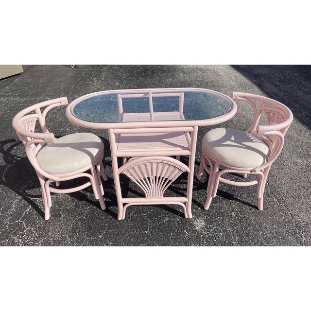Hollywood Regency 1960s Hollywood Regency Honeymoon Table Set in Georgia Pink Lacquer – Semi-Gloss Finish For Sale - Image 3 of 11