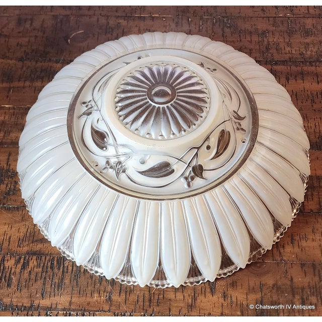 Vintage Mid Century Glazed Glass Ceiling Fixture 16" Shade Only ~ For Sale - Image 4 of 7