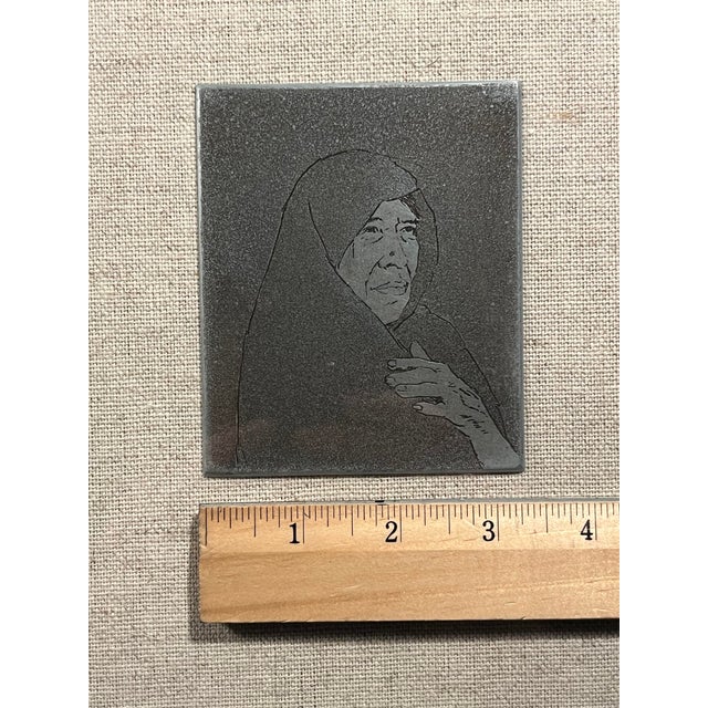 Brown 1970s Rare Alfredo Arciniaga Limited Edition "Juana" Intaglio Etching With Steel Plate For Sale - Image 8 of 12