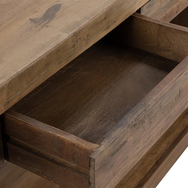 Simple Rustic Salvaged Three-Drawer Console Table For Sale In Los Angeles - Image 6 of 8