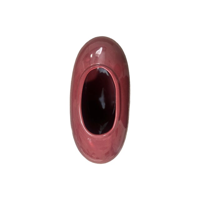 Vintage Postmodern 1980s Plum Purple Ceramic Bean Pill Shaped Vase Art Deco For Sale - Image 9 of 9
