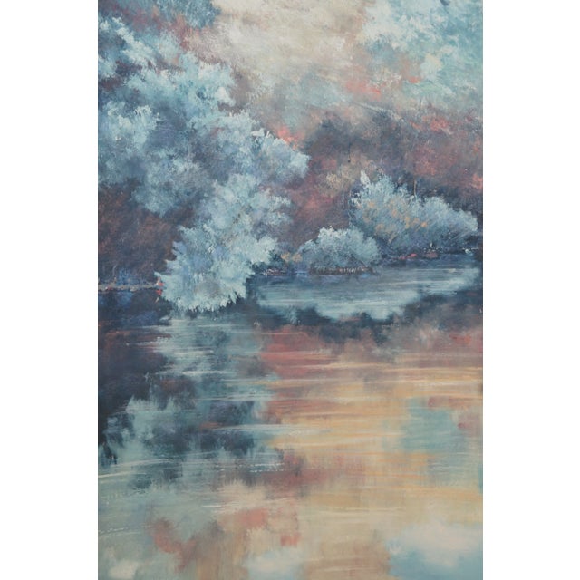 Late 20th Century Set of 2 Vintage Watercolor Landscape Watercolor Paintings "Summer Reflections" in Acrylic Shadow Boxes For Sale - Image 5 of 13