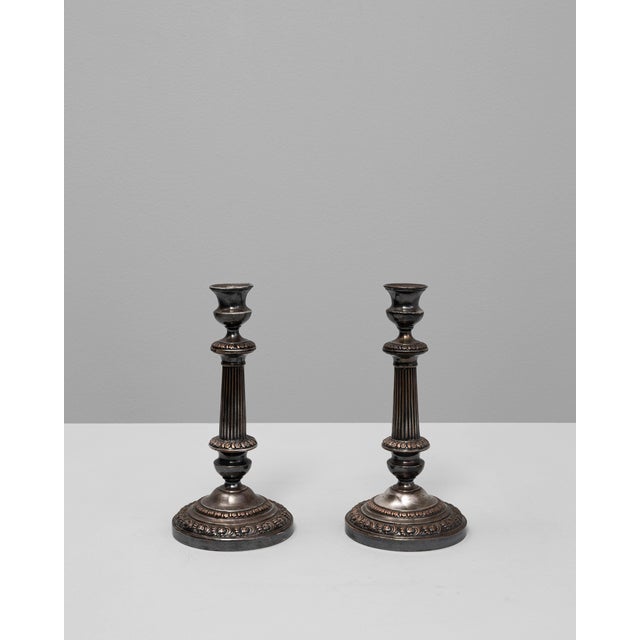 19th Century French Silver-Plated Candle Holders - A Pair For Sale - Image 16 of 18